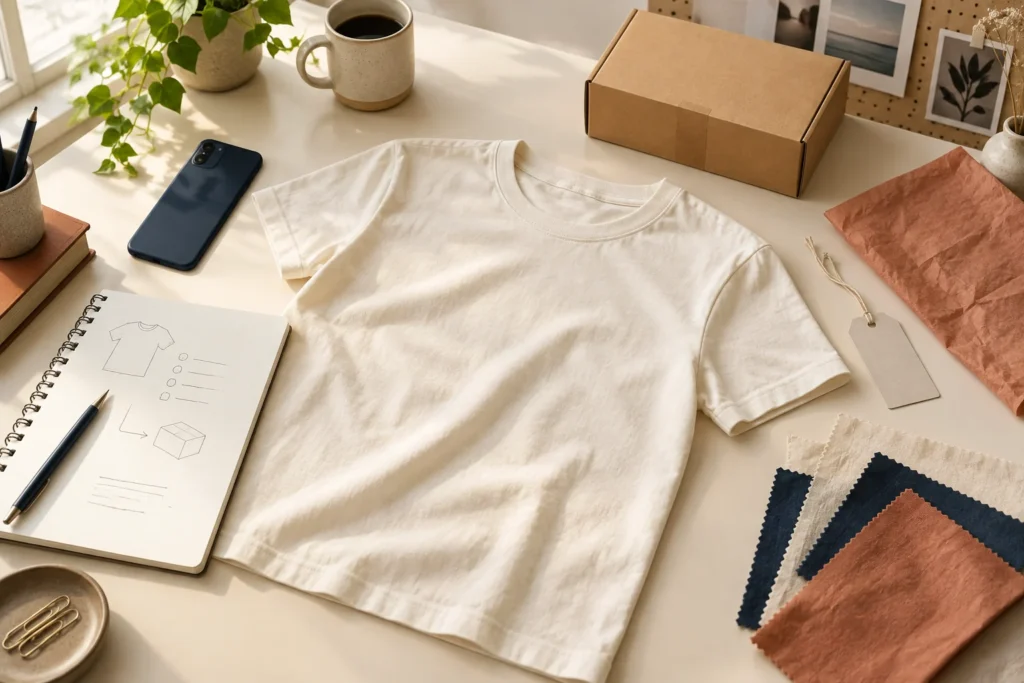 Tシャツ1枚の試作からブランド販売を準備するイメージ